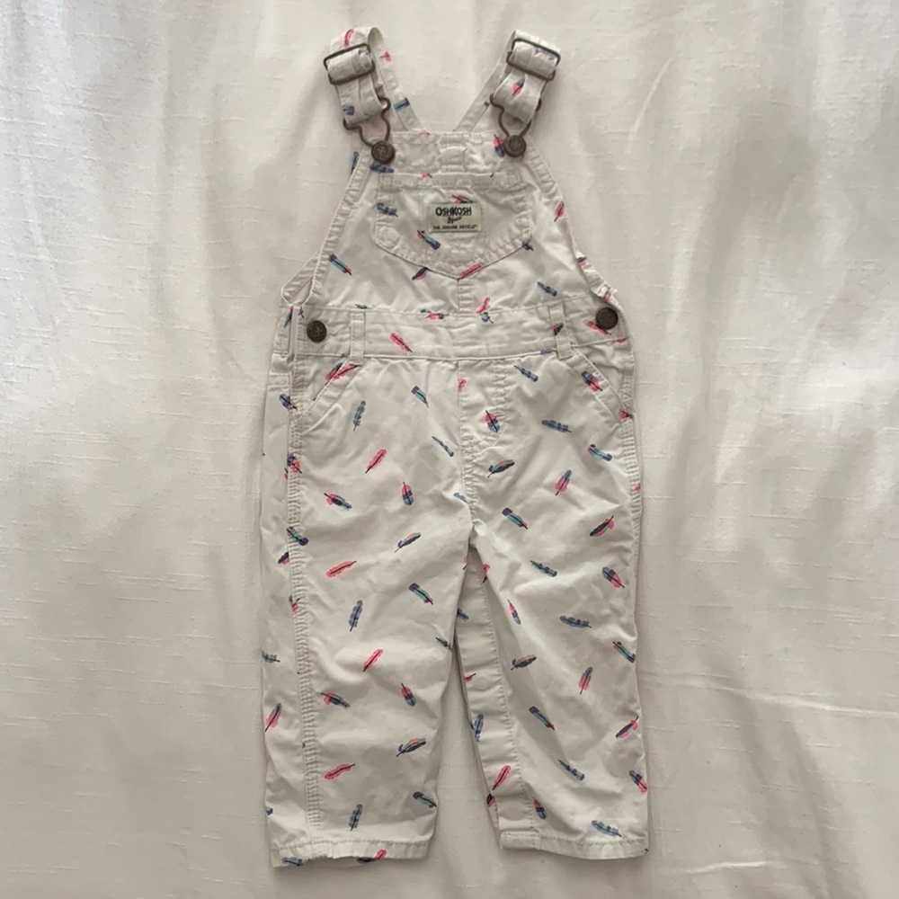 OshKosh B’gosh Feather Print Overalls 9 Months